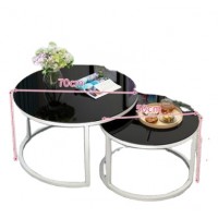 modern marble coffee table living room furniture glass and stainless steel black gold round set simple outdoor tea  table